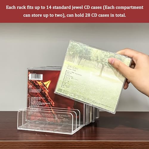 Philbinden Acrylic CD Holder Rack - 2 Piece CD Storage Organizer for 28 CDs