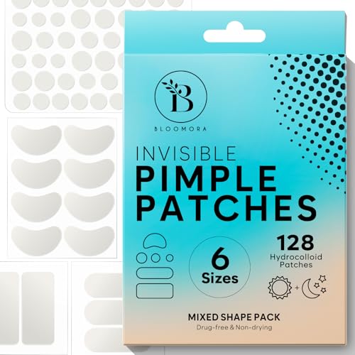 BLOOMORA Large Hydrocolloid Pimple Patches - 128 Count Variety Shapes