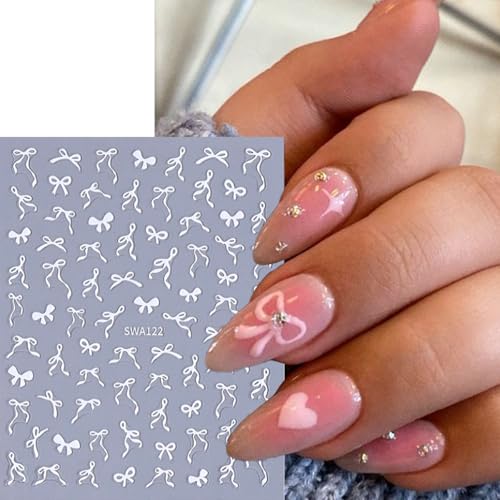8 Sheets 3D Self-Adhesive Ribbon Bow Nail Art Stickers Decals