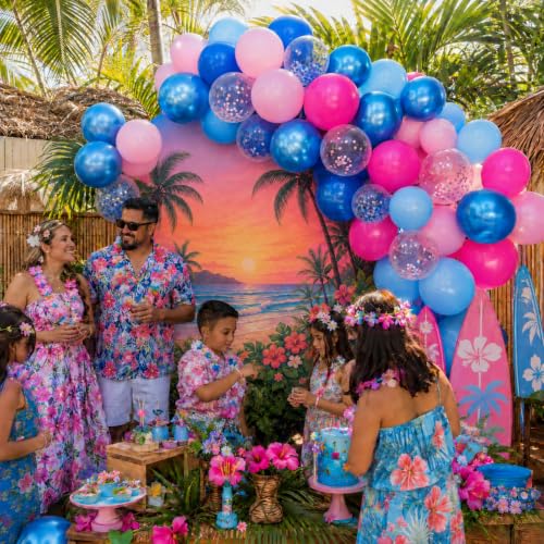 Pink and Blue Balloons Set - 35pcs 12 Inch Metallic & Confetti