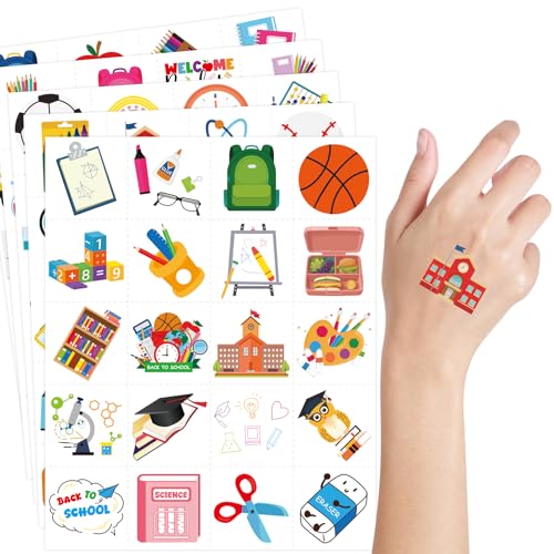 Ceiba Tree 100pcs Back to School Temporary Tattoos Assorted Pre-Cut Party Favors