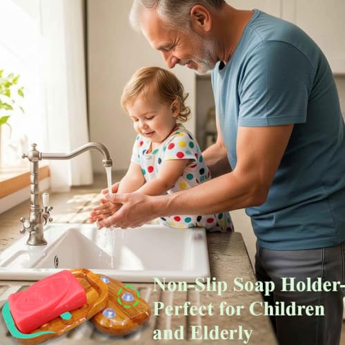Teak Wood Soap Dish with Raised Edges - Draining Soap Holder for Shower