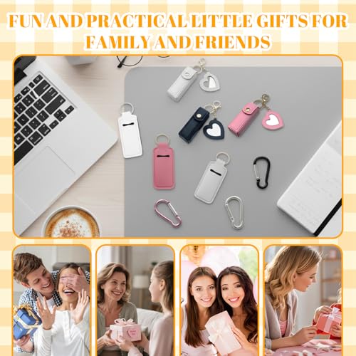 9-Piece PU Leather Lipstick Holder Keychain and Lip Gloss Case Set
