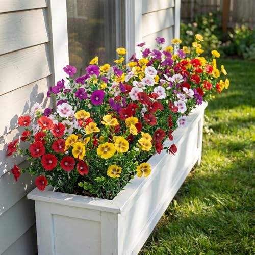 Roberly 20 Bundles Artificial Silk Flowers for Outdoors, Mixed Color