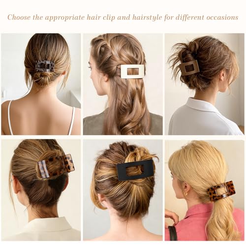 Flat Hair Claw Clips 4PCS Matte Non-Slip Leopard Hair Accessories