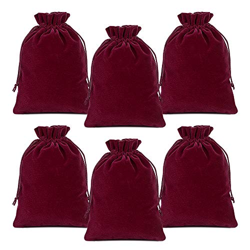 Wine Red 5x7 Inch Velvet Drawstring Gift Bags - Pack of 100 for Wedding & Party Favors