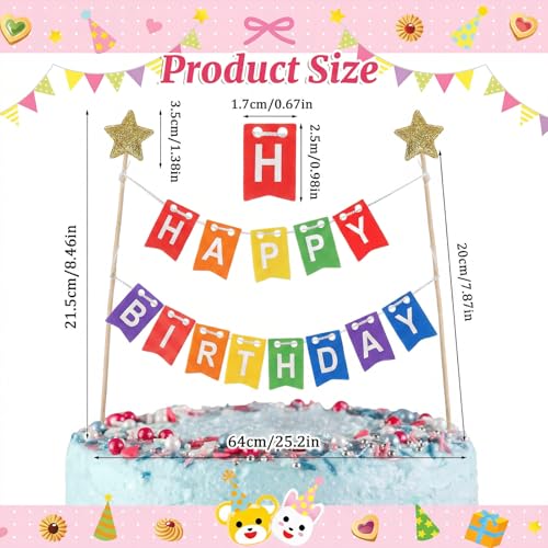 Rainbow Happy Birthday Cake Topper Set for Kids Parties