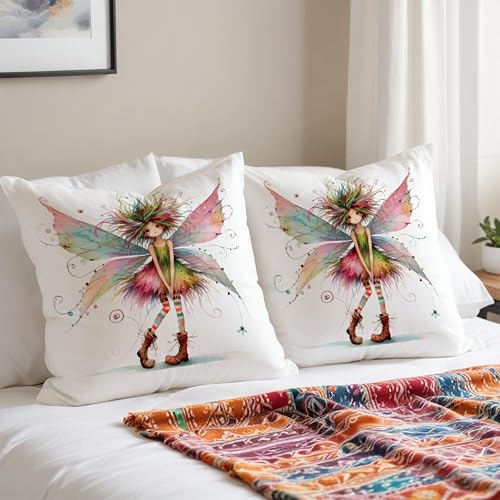 Fairy Elf Decorative Throw Pillow Covers 18x18 - Cozy Flannel