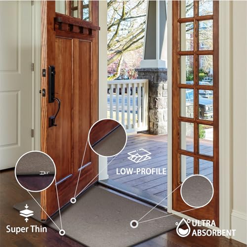 Yancorp Ultra Thin Bath Rug, 16"x26" Low Profile Non-Slip Mat, Dark Brown