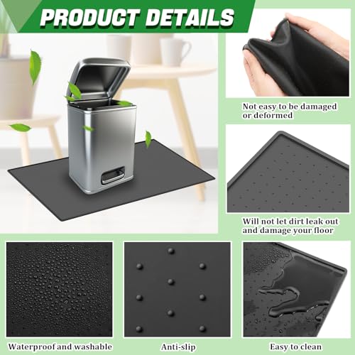 Tinideya Waterproof Silicone Trash Can Mat, 11.8 x 18.9 Inch Non-Slip Tray