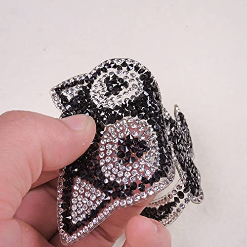 Minason Black Crystal Bling Cat and Fish Bone Sequin Iron-On Patch