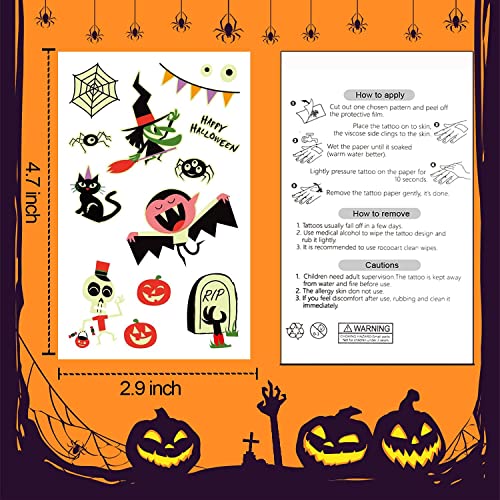 Glow-in-the-Dark Halloween Temporary Tattoos for Kids 24 Sheets