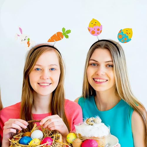 Easter Headbands for Women 2 Pcs Bunny Carrot Paper Hair Accessories