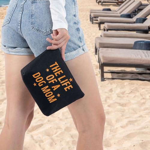 Dog Mom Canvas Makeup Bag Waterproof Travel Cosmetic Pouch Gift