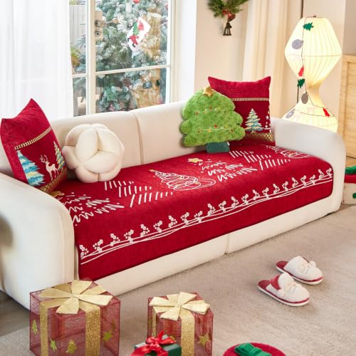 Christmas Couch Cover for Pets - Washable Sofa Protector for Dogs & Cats, 35x83 Inches, Red - Variation 1PCS 35"x83"