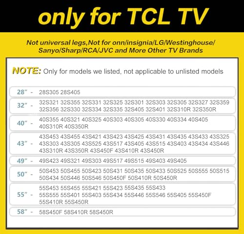 Universal TV Stand Legs for 28-60 Inch TVs - No Drill, Easy Install