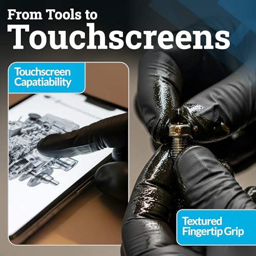Hand-E Touch Large Black Nitrile Disposable Gloves 50 Count - Powder & Latex-Free, Food & Tattoo Use