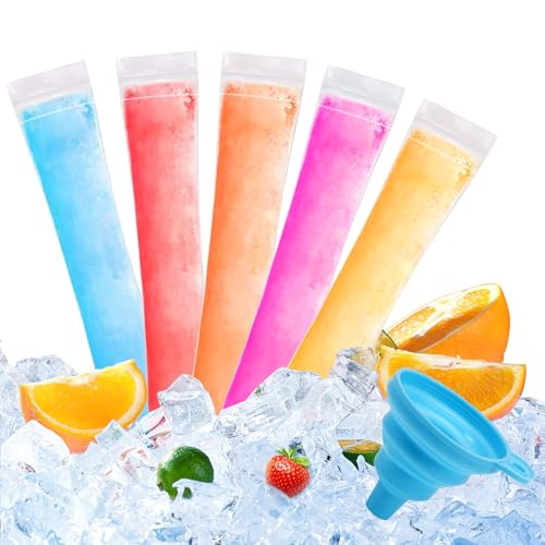 Amintiri Disposable Ice Pop Bags with Zip Seals & Funnel - 150 Pack