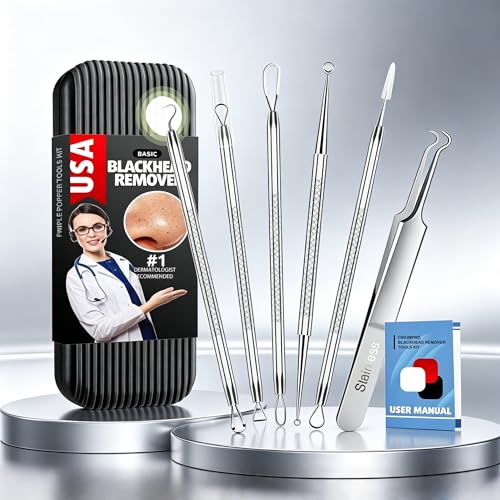 Cbiumpro 6-Piece Blackhead Remover Tool Kit & Pimple Popper Set
