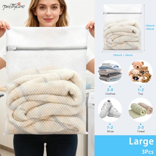 PrettyCare Large Mesh Laundry Bags for Delicates - 3 Pack