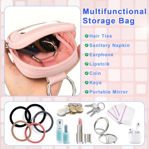 TraMust Hair Tie Organizer Bag with Clear Window, Portable PU Leather Hair Accessory Storage Case