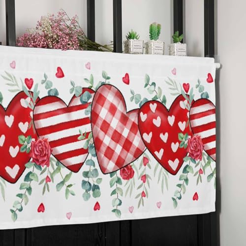 Valentine's Day Heart Valance Curtain 54x18 Inch for Windows