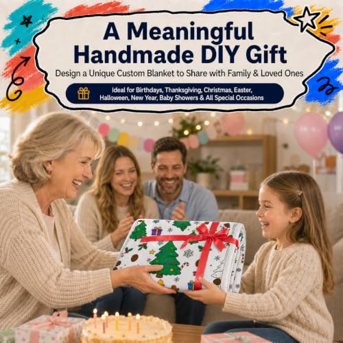 Christmas Theme Washable DIY Coloring Blanket with 24 Pens - Small