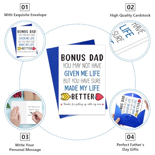 Bonus Dad Father's Day Card - Funny Stepdad Greeting Card