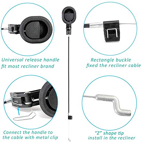 ttmagic Universal Recliner Release Pull Handle with 4.9" Cable - Type 1
