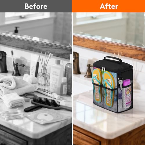 Lifewit Mesh Shower Caddy - Hanging Toiletry Organizer Tote Bag, Black