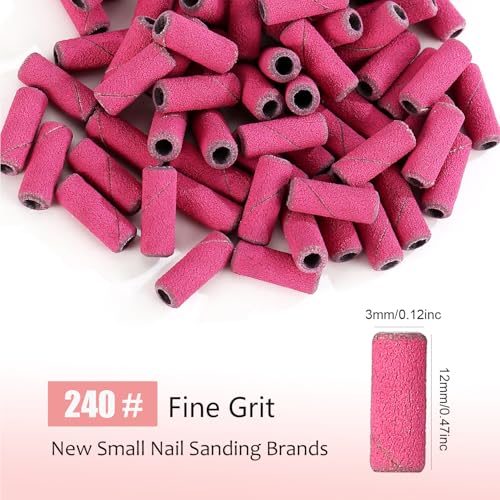 ASWEINA Small Nail Sanding Bands Set with 3.1mm Mandrel Bit - 160 Pcs 240# Fine Grit for Acrylic & Gel Manicures