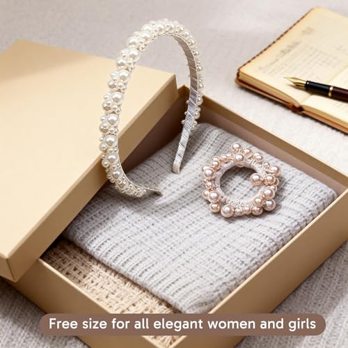 Pearl Headband and Hair Tie Set Elegant Wedding Hair Accessories