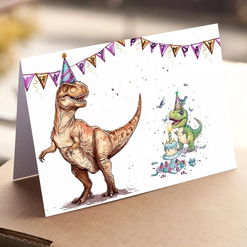 Cute Tyrannosaurus Birthday Card for Kids - Fun Dino Design