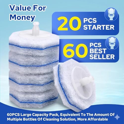 20-Pack Disposable Toilet Brush Refills - Universal Fit Scrubber Heads