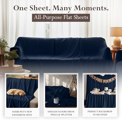 Utopia Bedding Twin Flat Sheets - 6 Pack Soft Microfiber Navy