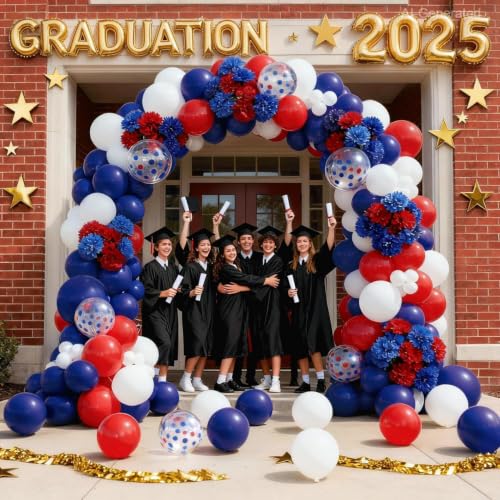 Red and Blue Balloons Set - 60 pcs Navy, 12 Inch Party Decor