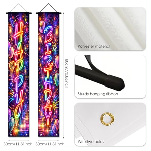 Nuxovilar Music Note Happy Birthday Porch Banner 71x12 Inches