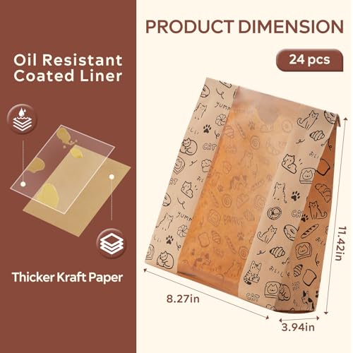 Betkou 24Pcs Bread Bags for Homemade Bread with Window - MBDMao24, Thick & Leak-Proof