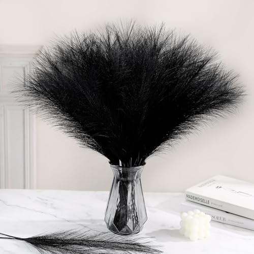 36Pcs Black Faux Pampas Grass - 21.6 Inch Decorative Stems for Home Decor