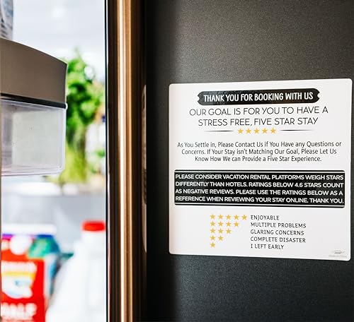 White Airbnb Review Fridge Magnet - 5.5 x 5.5 Inches with Stickers, Hosts & Guests