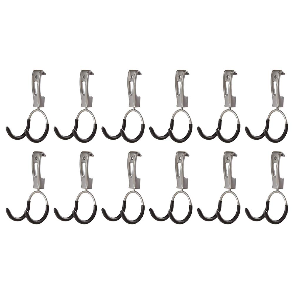 Rubbermaid Universal Powder Coaded Metallic Fasttrack Hanging Garage Hook Organizers for Ladder, Tool, and Bike Storage (12 Pack)