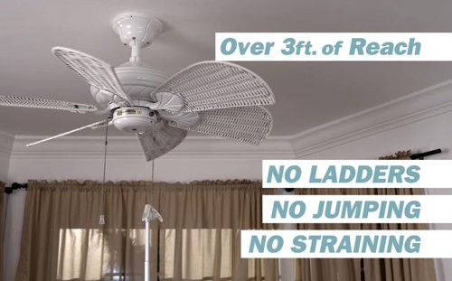 Jokari Ceiling Fan Pull Chain Grabber, 3-Foot Telescoping Rod with Precision Grip for Adjusting Ceiling Fan Speed and Airflow Direction, No Ladder Needed, Ideal for Seniors and Safe Home Use