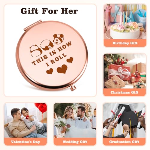 Panda Compact Mirror - Rose Gold Folding Makeup Mirror for Women