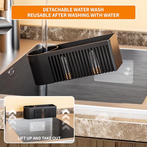SuoXing Black Rustproof Sink Sponge Holder with Suction Cup