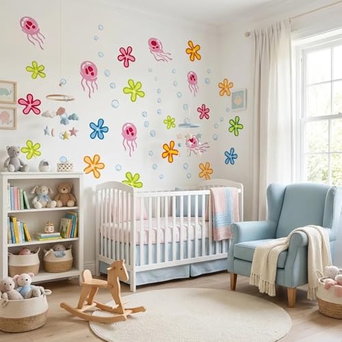 Jellyfish Bubble Wall Stickers Under the Sea Decals 155 Pcs