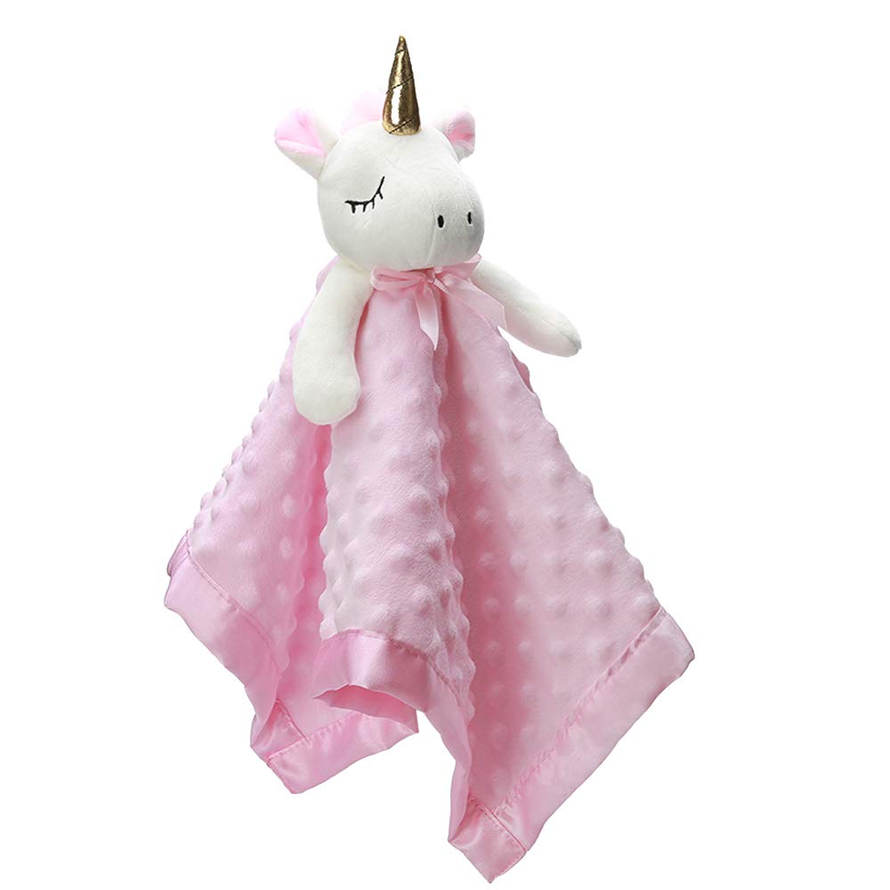 Pro Goleem Unicorn Lovey | Soft Plush Pink Security Blanket for Babies | 16-Inch Snuggle Toy