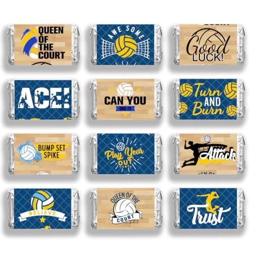 Volleyball Candy Bar Wrappers - 120 Pcs Sports Theme Stickers