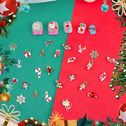 Giata 30 Pcs Christmas 3D Alloy Nail Art Charms & Pendants