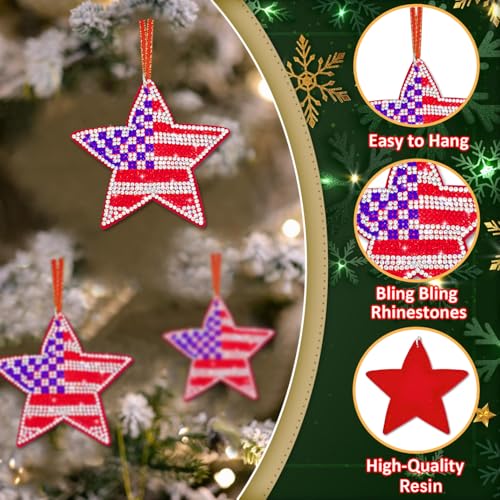 Leather Pentagram Christmas Ornament with Rhinestones - 3"