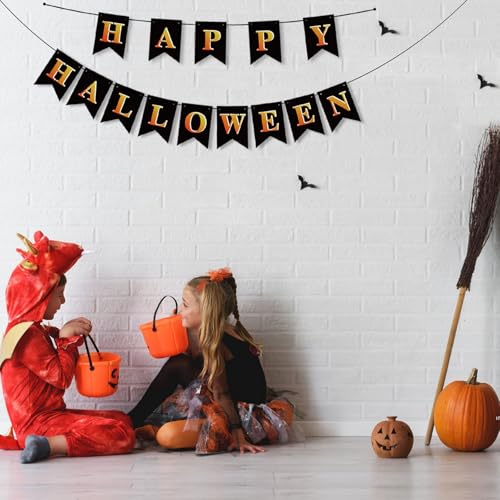 Happy Halloween Banner - Black & Gold Party Decoration